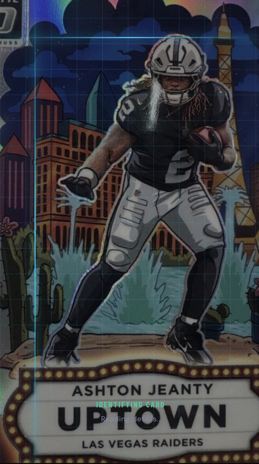 Scan result: player, year, set, card number, brand and sport filled in